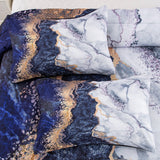NNEDSZ Blue Marble Comforter Set, King Size, Retro Watercolor 3-Piece Bedding Ensemble