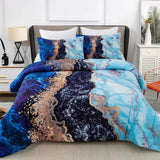 NNEDSZ Blue Marble Comforter Set, King Size, Retro Watercolor 3-Piece Bedding Collection