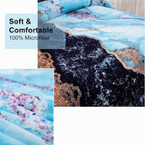 NNEDSZ Blue Marble Comforter Set, King Size, Retro Watercolor 3-Piece Bedding Collection