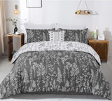 NNEDSZ Floral Comforter Set, King Size, Black White Floral Pattern Reversible Bedding