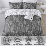 NNEDSZ Floral Comforter Set, King Size, Black White Floral Pattern Reversible Bedding