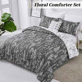NNEDSZ Floral Comforter Set, King Size, Black White Floral Pattern Reversible Bedding