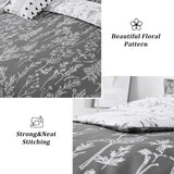 NNEDSZ Floral Comforter Set, King Size, Black White Floral Pattern Reversible Bedding