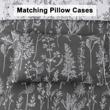 NNEDSZ Floral Comforter Set, King Size, Black White Floral Pattern Reversible Bedding