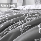 NNEDSZ Floral Comforter Set, King Size, Black White Floral Pattern Reversible Bedding