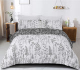 NNEDSZ Floral Comforter Set, King Size, Black White Floral Pattern Reversible Bedding