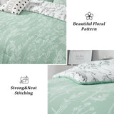 NNEDSZ Floral Comforter Set, King Size, Green White Floral Pattern Reversible Bedding