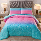 NNEDSZ Marble Gradient Comforter Set, King Size, Quilted Bedding with Pillowcases