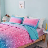 NNEDSZ Marble Gradient Comforter Set, King Size, Quilted Bedding with Pillowcases