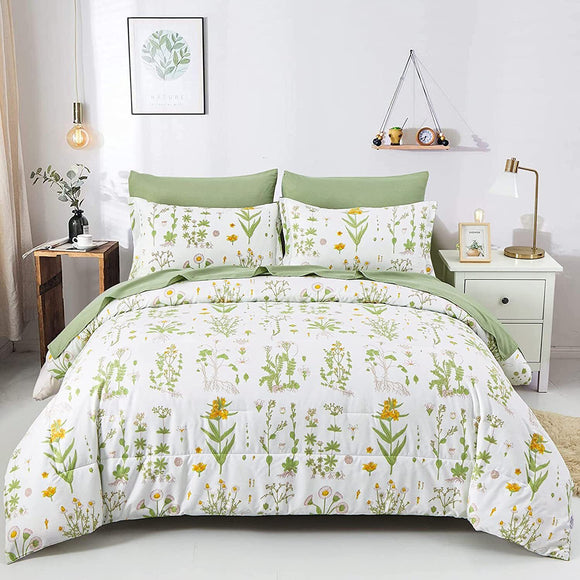 NNEDSZ Vintage Delicate green bloom 3 Pc Comforter & Pillow Cover Set