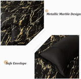 NNEDSZ Black Gold Metallic Marble Comforter Set, Queen Size, Foil Print Glitter 3-Piece Bedding