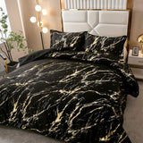 NNEDSZ Black Gold Metallic Marble Comforter Set, King Size, Foil Print Glitter 3-Piece Bedding