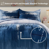 NNEDSZ Ombre Blue Comforter Set, King Size, Gradient Blue Grey 3-Piece Boho Bedding