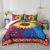 NNEDSZ Floral Sunflower Comforter Set, King Size, Quilted Bedding with Pillowcases