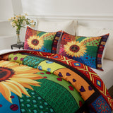 NNEDSZ Floral Sunflower Comforter Set, King Size, Quilted Bedding with Pillowcases
