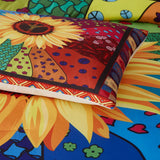 NNEDSZ Floral Sunflower Comforter Set, King Size, Quilted Bedding with Pillowcases