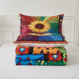 NNEDSZ Floral Sunflower Comforter Set, King Size, Quilted Bedding with Pillowcases
