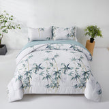 NNEDSZ Floral Leaves Comforter Set, King Size, Quilted Bedding with Pillowcases