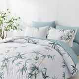 NNEDSZ Floral Leaves Comforter Set, King Size, Quilted Bedding with Pillowcases