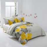 NNEDSZ Floral Comforter Set, King Size, Yellow Floral 3-Piece Bedding, Lightweight Microfiber