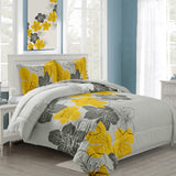 NNEDSZ Floral Comforter Set, King Size, Yellow Floral 3-Piece Bedding, Lightweight Microfiber