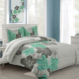 NNEDSZ Floral Comforter Set, King Size, Green Floral 3-Piece Bedding, Lightweight Microfiber