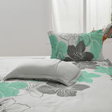 NNEDSZ Floral Comforter Set, King Size, Green Floral 3-Piece Bedding, Lightweight Microfiber