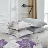 NNEDSZ Floral Comforter Set, King Size, Purple Floral 3-Piece Bedding, Lightweight Microfiber