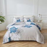 NNEDSZ Floral Comforter Set, King Size, Blue Floral 3-Piece Bedding, Soft Microfiber for All Seasons