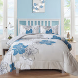 NNEDSZ Floral Comforter Set, King Size, Blue Floral 3-Piece Bedding, Soft Microfiber for All Seasons