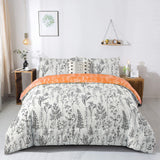 NNEDSZ Floral Comforter Set, Queen Size, Reversible Quilted Bedding with Pillowcases