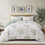 NNEDSZ Soft Leaves Comforter Set, King Size, Plush Quilted Bedding with Pillowcases