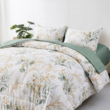 NNEDSZ Soft Leaves Comforter Set, King Size, Plush Quilted Bedding with Pillowcases