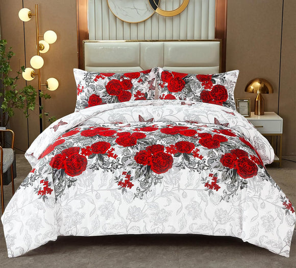 NNEDSZ Luxurious rose Soft white 3 Pc Comforter & Pillow Cover Set