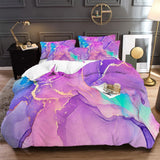 NNEDSZ Marble Comforter Set, King Size, Quilted Soft Microfiber Bedding for All Seasons