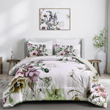 NNEDSZ Floral Comforter Set, King Size, Green Floral 3-Piece Bedding, Soft Microfiber for All Seasons