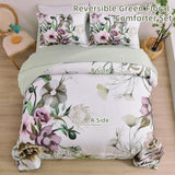 NNEDSZ Floral Comforter Set, King Size, Green Floral 3-Piece Bedding, Soft Microfiber for All Seasons