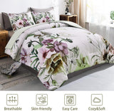NNEDSZ Floral Comforter Set, King Size, Green Floral 3-Piece Bedding, Soft Microfiber for All Seasons
