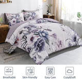 NNEDSZ Floral Comforter Set, King Size, Purple Floral 3-Piece Bedding, Soft Microfiber for All Seasons