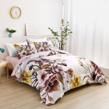 NNEDSZ Floral Comforter Set, King Size, Blush Floral 3-Piece Bedding, Soft Microfiber for All Seasons