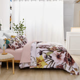 NNEDSZ Floral Comforter Set, King Size, Blush Floral 3-Piece Bedding, Soft Microfiber for All Seasons