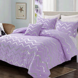 NNEDSZ Soft Purple Comforter Set, Queen Size, Plush 3-Piece Bedding with Pillowcases