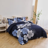 NNEDSZ King Comforter Set, Navy Blue Floral 3-Piece Bedding, Soft Microfiber for All Seasons