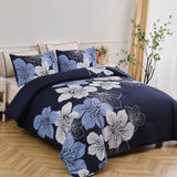 NNEDSZ King Comforter Set, Navy Blue Floral 3-Piece Bedding, Soft Microfiber for All Seasons