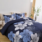 NNEDSZ King Comforter Set, Navy Blue Floral 3-Piece Bedding, Soft Microfiber for All Seasons