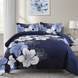 NNEDSZ King Comforter Set, Navy Blue Floral 3-Piece Bedding, Soft Microfiber for All Seasons