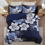 NNEDSZ King Comforter Set, Navy Blue Floral 3-Piece Bedding, Soft Microfiber for All Seasons