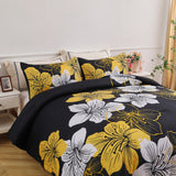 NNEDSZ King Comforter Set, Black/Gold Floral 3-Piece Bedding, Soft Microfiber for All Seasons