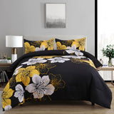 NNEDSZ King Comforter Set, Black/Gold Floral 3-Piece Bedding, Soft Microfiber for All Seasons