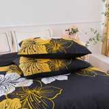 NNEDSZ King Comforter Set, Black/Gold Floral 3-Piece Bedding, Soft Microfiber for All Seasons